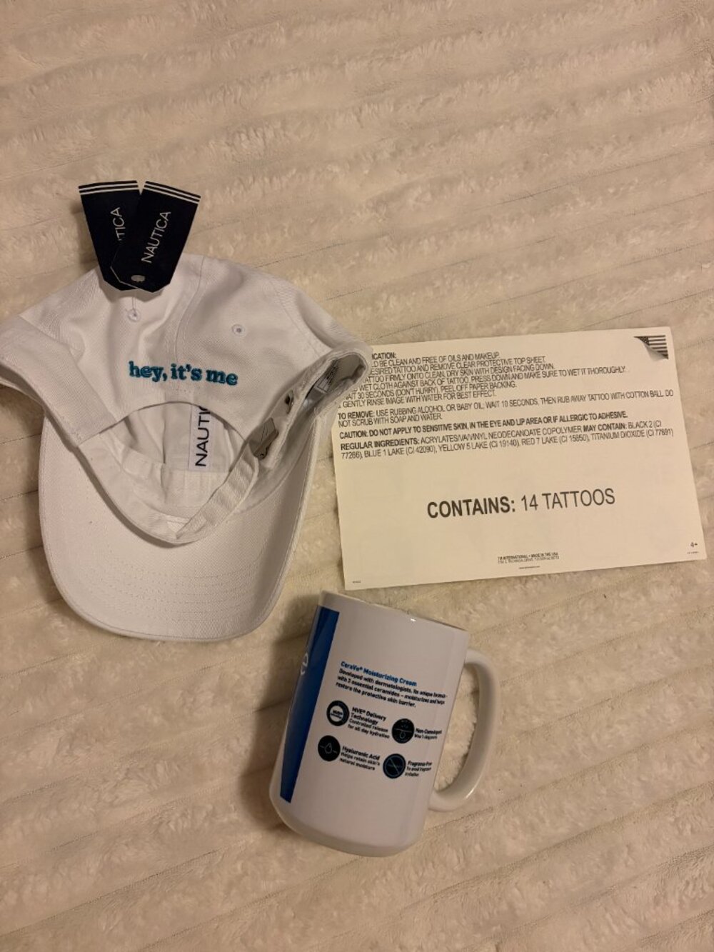 CeraVe PR Merch Bundle Hat Mug Temporary Tattoos NWT 💙 - Picture 2 of 2